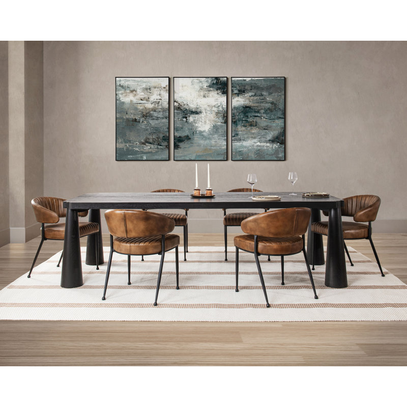 Atrop 102" Oak Wood Dining Table, Black