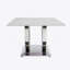 Table basse rectangulaire moderne de 50,4 pouces, plateau en panneau de fibres à densité moyenne à motif marbré, base en acier inoxydable argenté.
