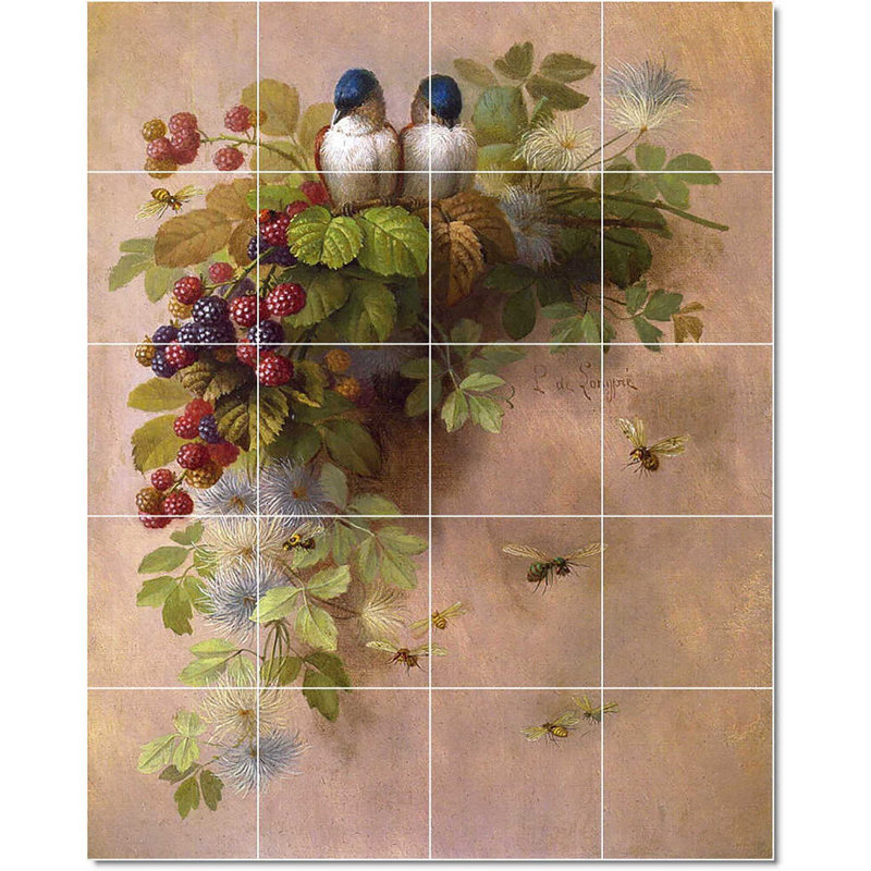 Carreau de céramique décorative 24 po x 30 po 6 po x 6 po, Paul De Longpre, fleur W22785