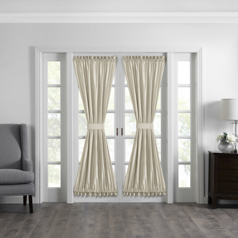 Mullan Polyester Light Filtering French Door Curtain Panel, Ivory
