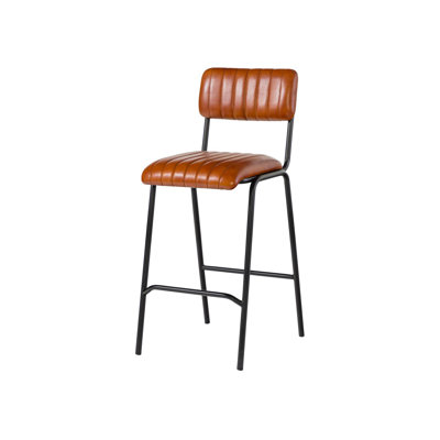 Iron Label Upholstered Counter Stool with Metal Frame