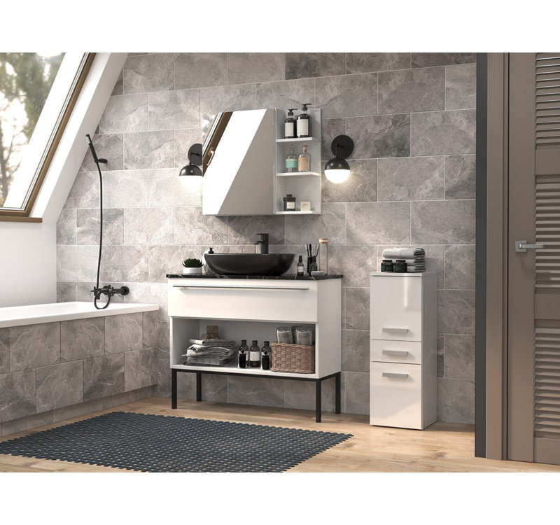 Dashaan Laminate Bathroom Cabinet, White Gloss