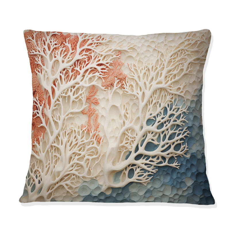 Coussin rose et blanc Coastal Coral Collage I - Coastal Coral Under Water, Square 16"