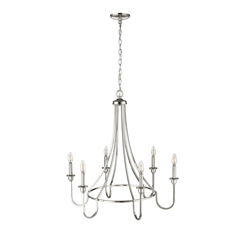 Artemis 6 - Light 30" Wide Candle Style Classic / Traditional Chandelier, Polished Nickel