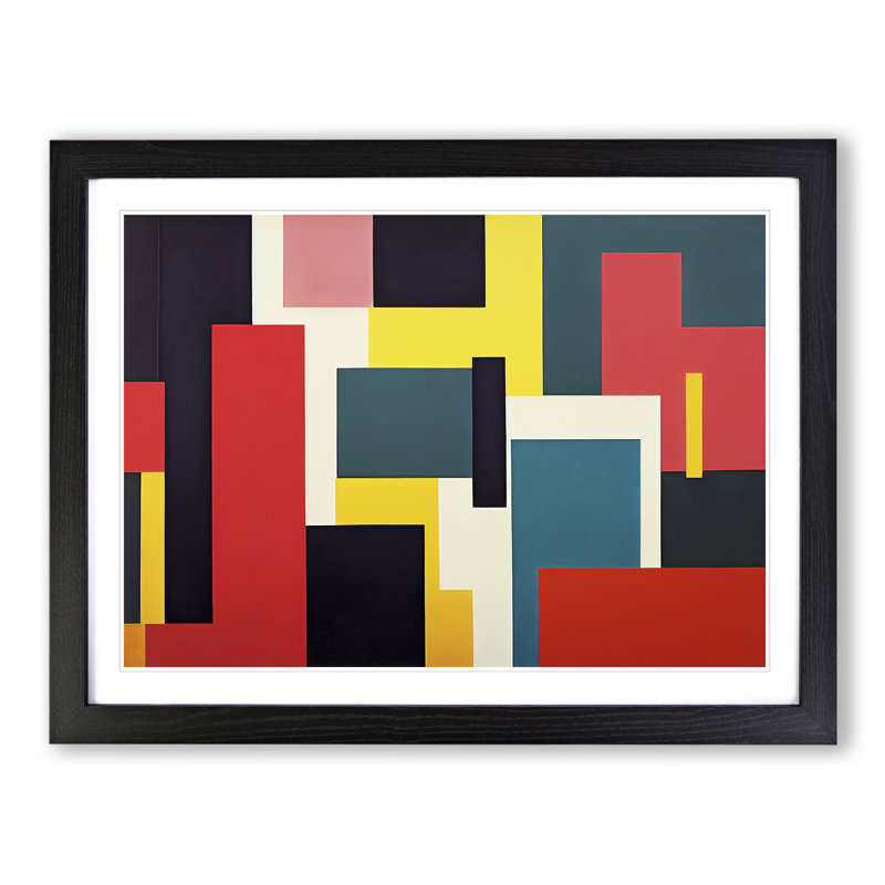 Bauhaus Abstract Vol.6 - Single Picture Frame Print, Black, 46cm H x 64cm W x 2cm D