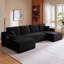 Canapé d'angle modulaire en forme de U de 133 po de large avec 2 méridiennes, canapé infonuagique en velours côtelé à assise profonde-1211443483
