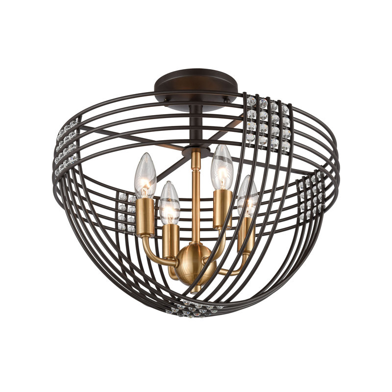 Plafonnier semi-encastré 4 lumières Concentric - largeur 16 po - Bronze huilé