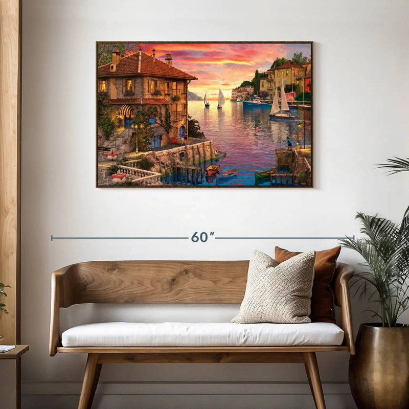 Le port méditerranéen, Cadre flottant noyer, 43 po x 29 po
