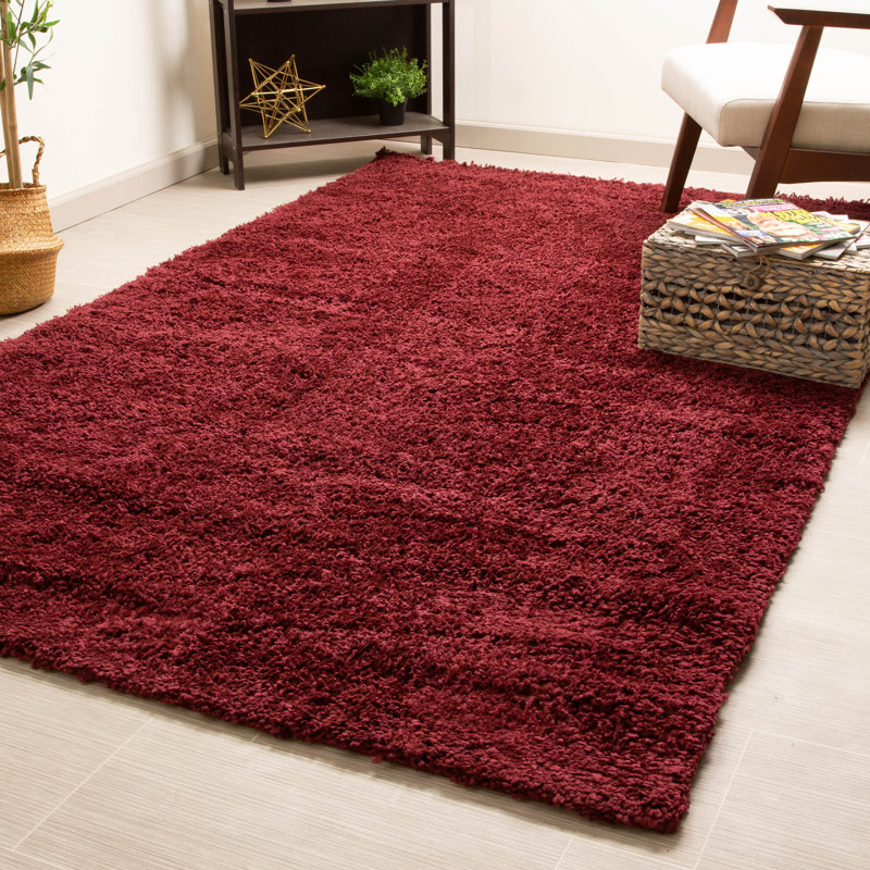 Tapis rouge à longs poils Deason, Rectangle 4 pi x 6 pi
