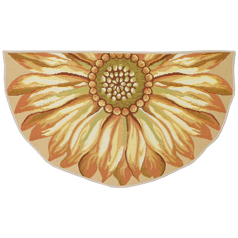Antigona Floral Polyester Non-Skid Kitchen Mat, Novelty 3'3" x 2'1"