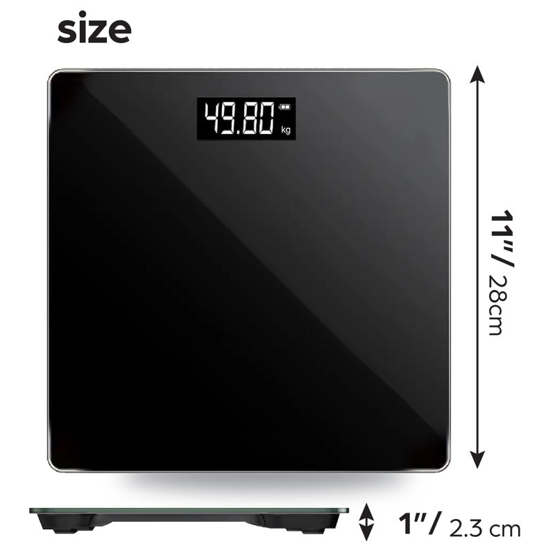 Square Digital Bathroom Scale - Black