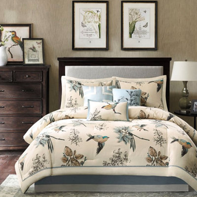 7 Piece Cotton Twill Comforter For King Bedroom - Khaki Bed Fabric