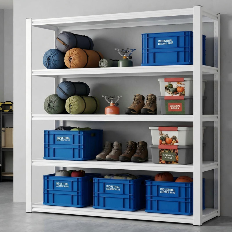 Heavy Duty Garage Metal Storage Shelves, 48" x 24" x 72" Adjustable Storage Rack with 1650 Lbs Total Load Capacity, Rust-Proof Boltless Organizer Shelving for Garage Basement Warehouse