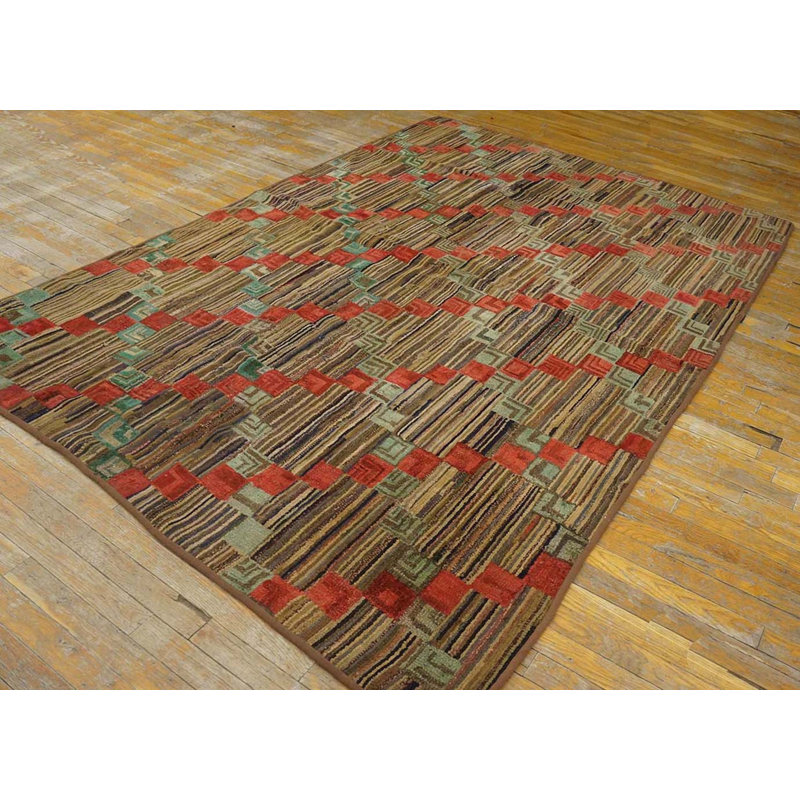 Antique American Hooked Rug American Multicolor 1900s Multicolor