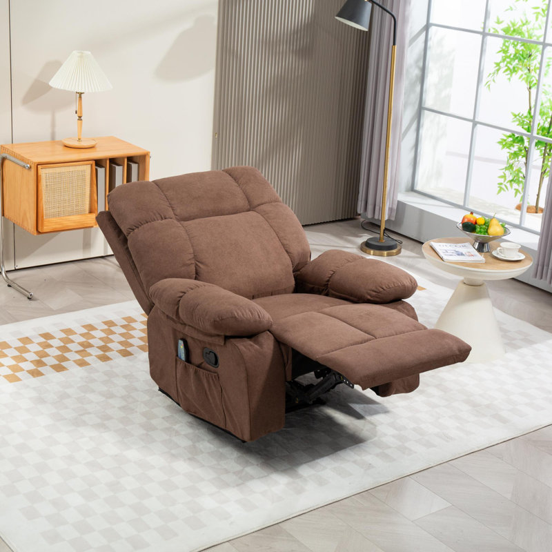 41.34"Plush Glider Recliner Chair with Smooth Rocking Motion - Overstuffed Upholstered Fabric Living Room Recliner with Side Pocket Comfortable & Stylish