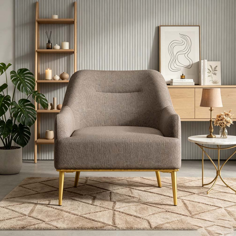 Chaise d'appoint moderne avec fauteuil rembourré, Brown