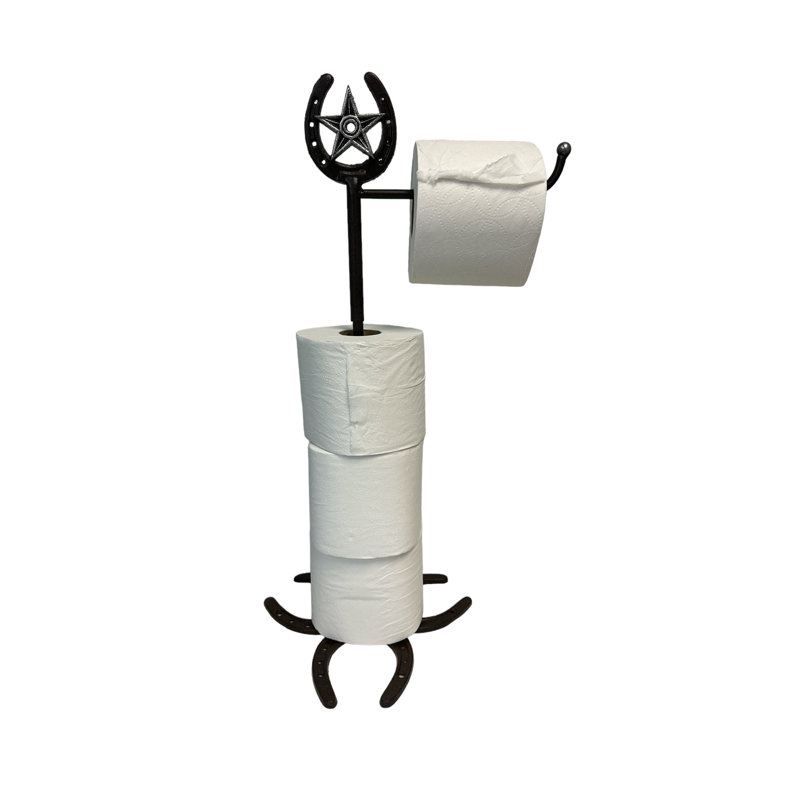 Western Metal Horseshoe Toilet Paper Holder Stand