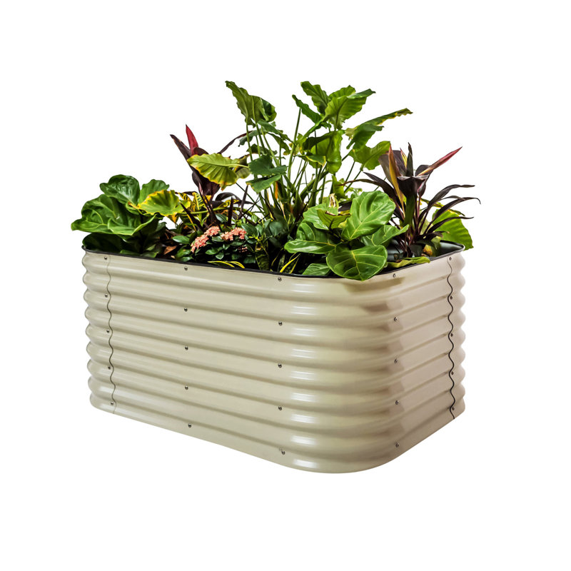 26" Tall 6 In 1 Modular Metal Outdoor Raised Garden Bed, Pearl White