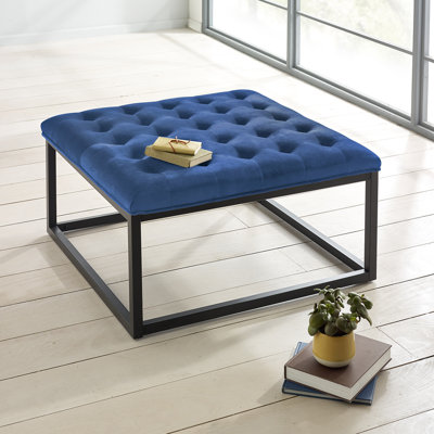 Ava 87cm Wide Velvet Tufted Square Footstool Ottoman