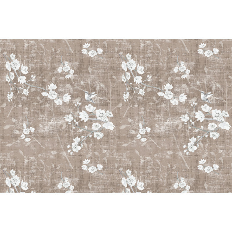 Tissu fantasia fleur Chinoiserie, Moka