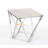Burgett Stainless Steel Metal Side End Silver Accent Table with Marble Top