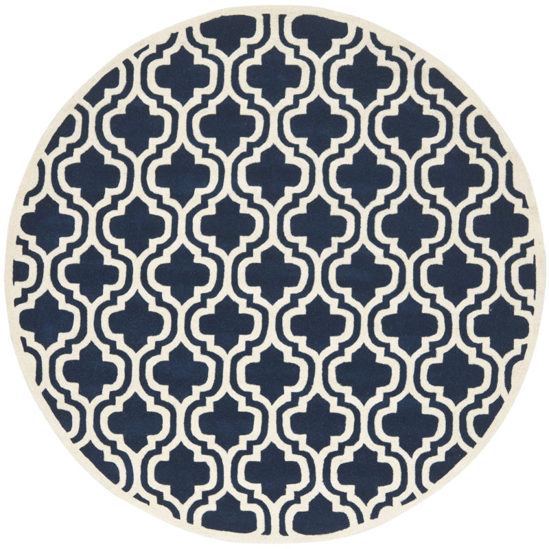 Carolene Hand Tufted Wool Geometric Rug, Round 5'