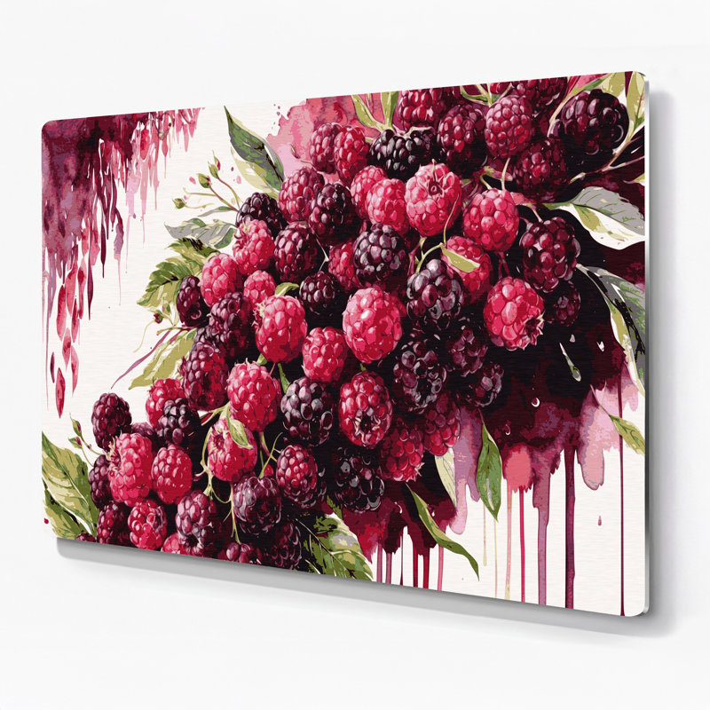 Art mural en métal «Fruit Mulberry Red», H 11 po x l 14 po
