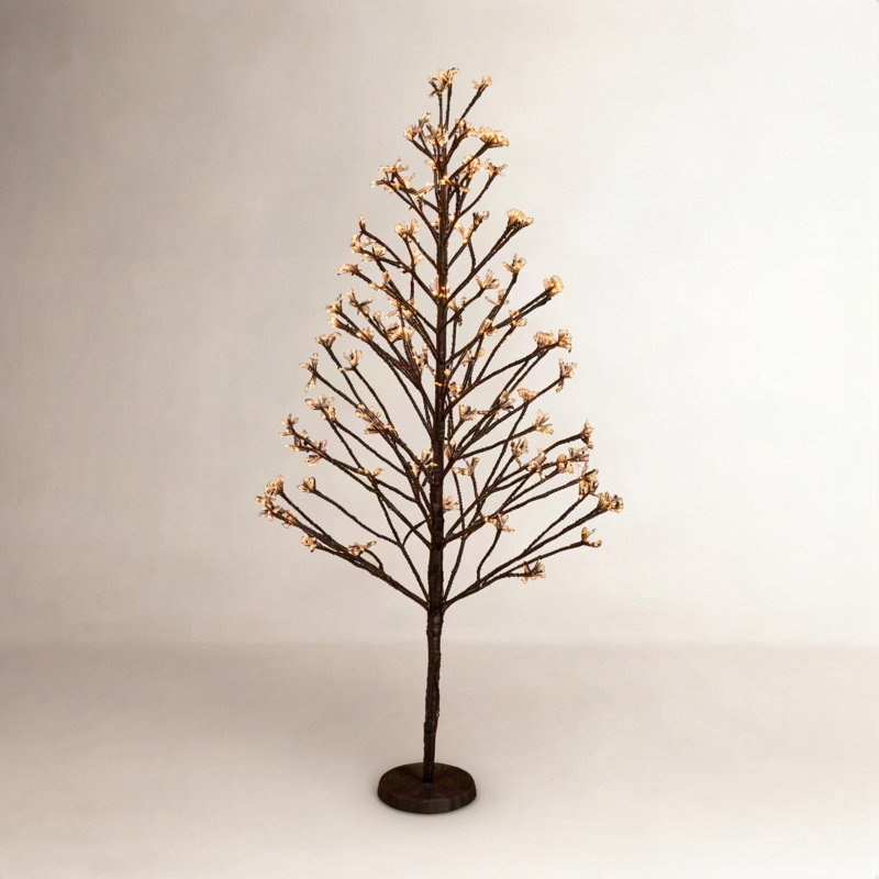 4 Foot Electric Lighted Black PVC Wrapped Micro LED Tree with Outdoor UL Adapter