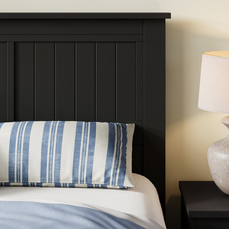 Wilton Window Pane Wood Panel Headboard, Black, Queen