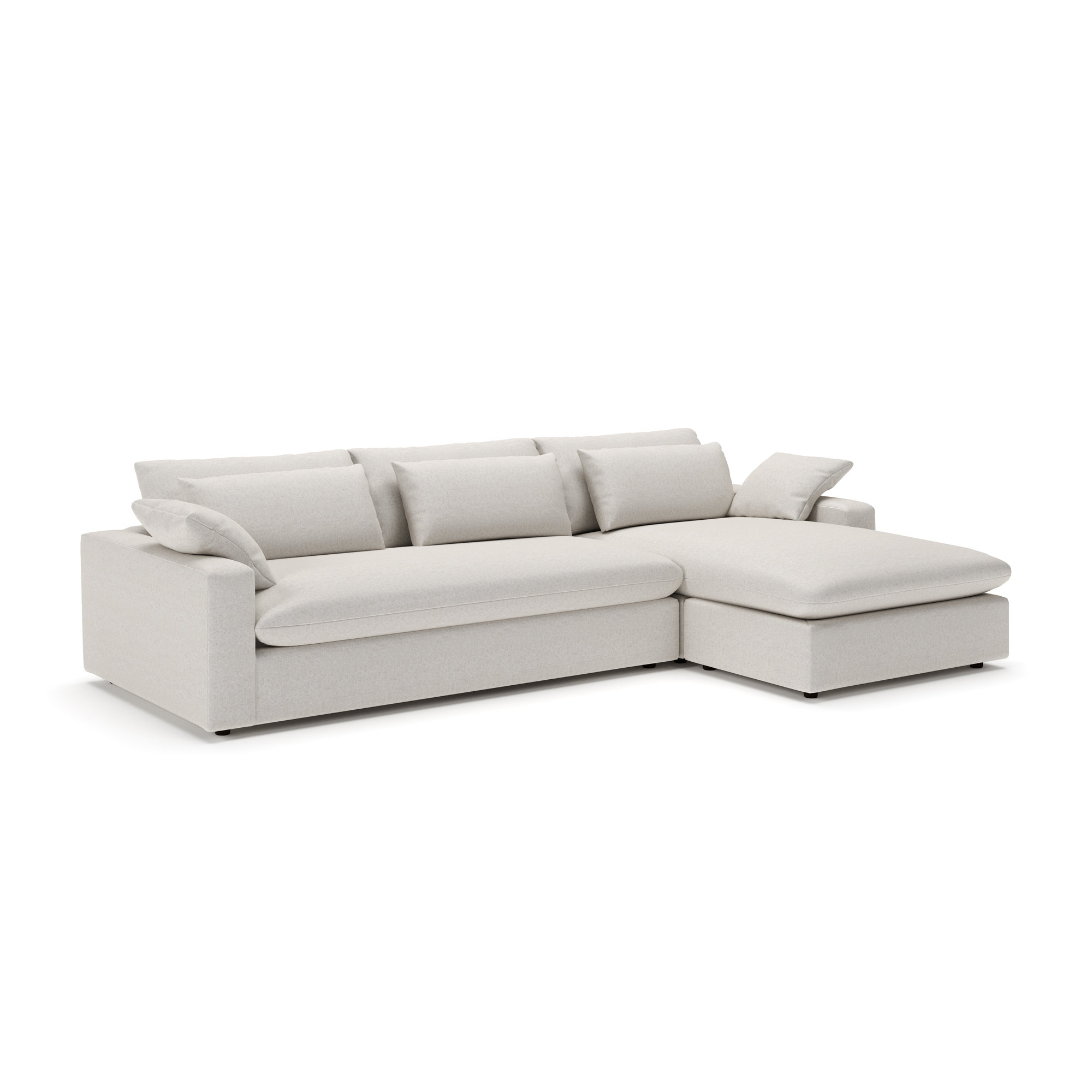 Remy 2 - Piece Upholstered Chaise Sectional, Right Hand Facing, Macarena Light Gray Basketweave