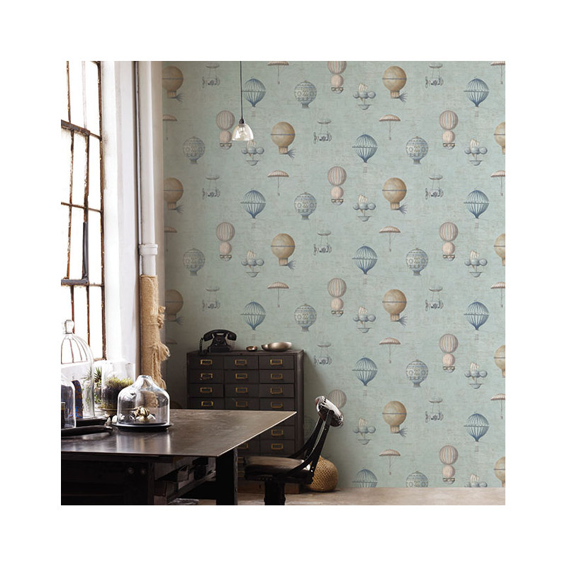 Steampunk Balloons 10m x 53cm Roll, Blue