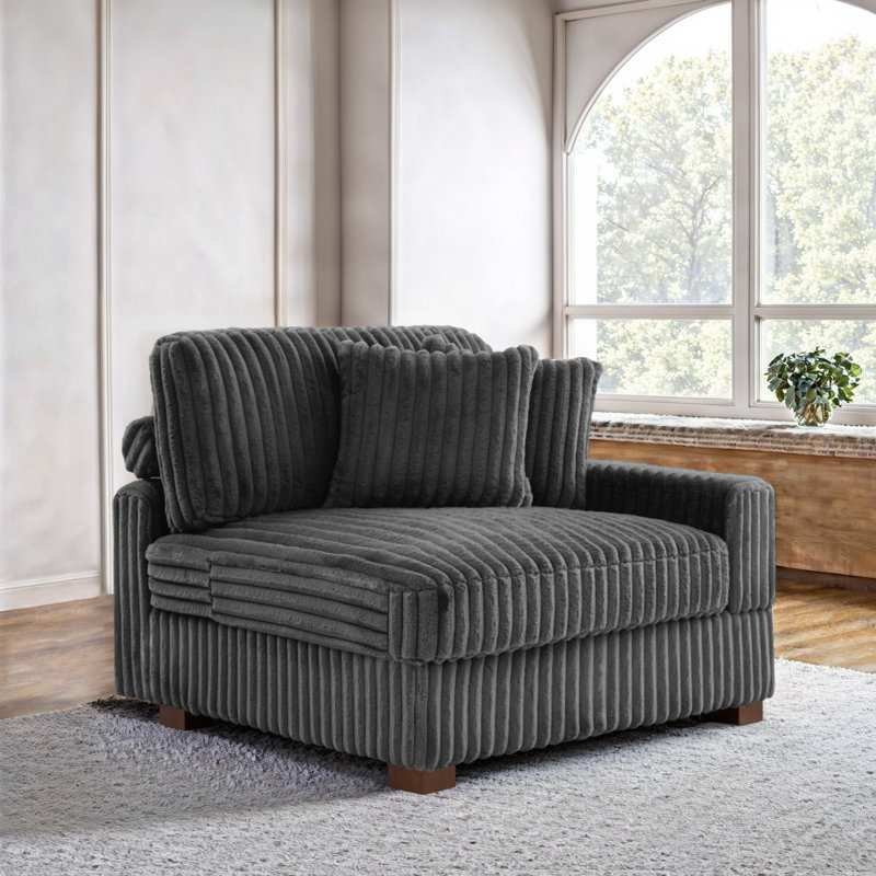 Upholstered Side Chair with Footstool, Grey