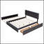 Lit plateforme tapissier avec 2 tiroirs et 1 lit gigogne, combinant élégance, rangement et espace de couchage supplémentaire pour les chambres à coucher modernes