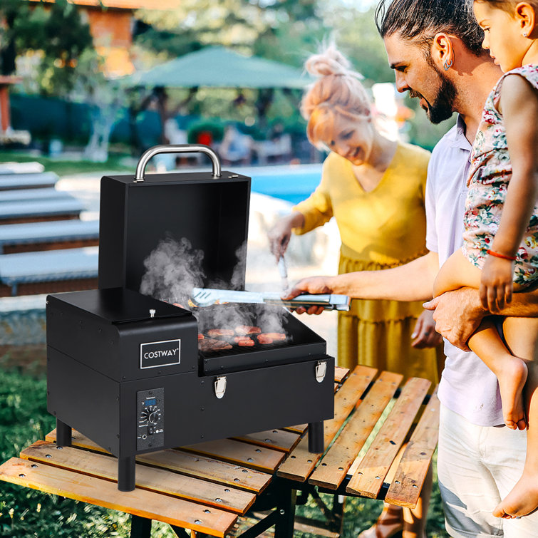 Costway Offset Wood Portable 256 Square Inches Smoker & Grill