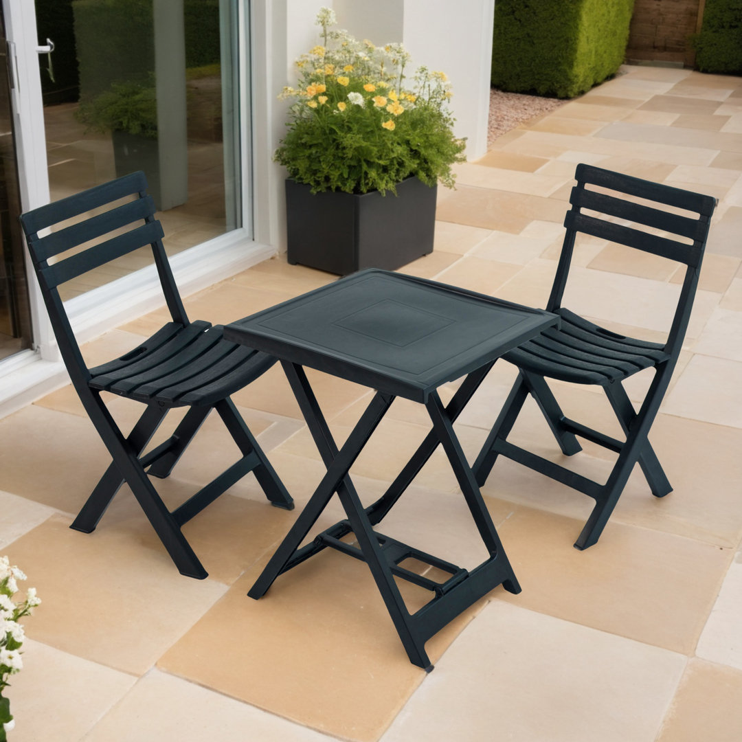 Boretto Folding Table with 2  Chairs Garden Set