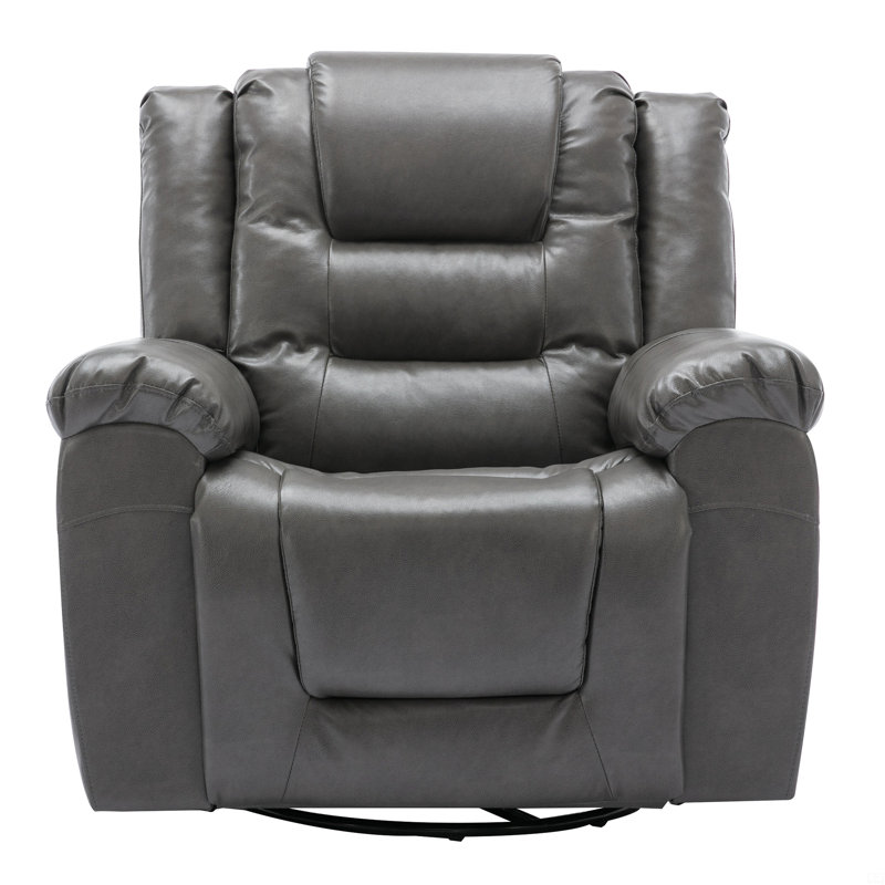 360°Swivel And Rocking Home Theater Recliner Manual Recliner Chair, Gray