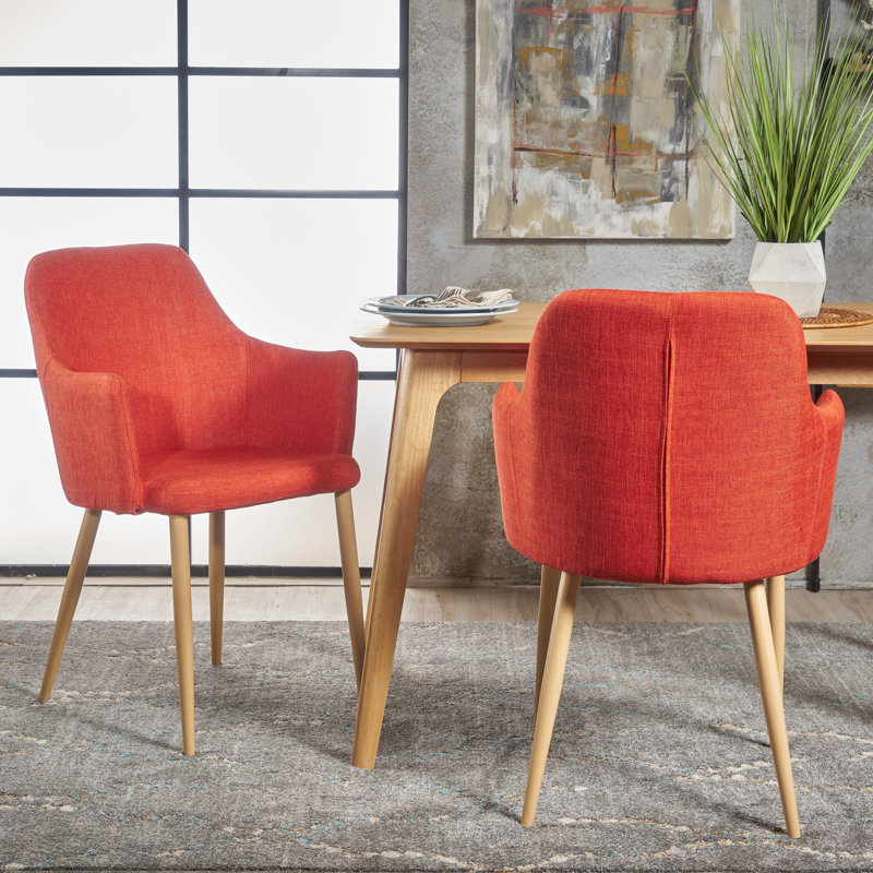 Chaises de salle à manger rembourrées Mid-Century modernes Kairan, Orange