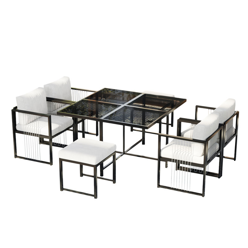 6 - Person Patio Dining Set Square Table
