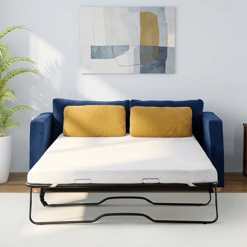  4-Inch Cool Gel Memory Foam Sofa Bed Mattress Replacement – Fiberglass-Free, CertiPUR-US Certified, Washable Cover Mattress Topper for Sleeper Sofas & Couch Beds (Sofa Not Included)