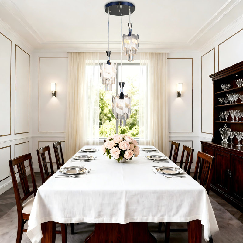 Lustre en grappe de luxe moderne à 3 lumières avec accents de cristal