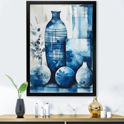 «Paier Blue and Cream Bohemian Vibes Pottery II», reproduction sur toile