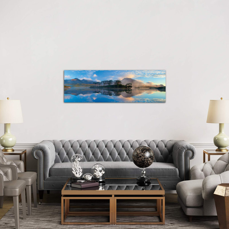 Misty Morning Reflection Of Twelve Bens Iii, Derryclare Lough, Connemara, County Galway, Connacht Province, Republic Of Ireland by Gareth McCormack - Wrapped Canvas Panoramic Print