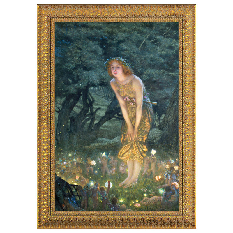 "Midsummer Eve, 1908" par Edward Robert Hughes, reproduction d'art sur toile encadrée à la main avec quincaillerie de fixation