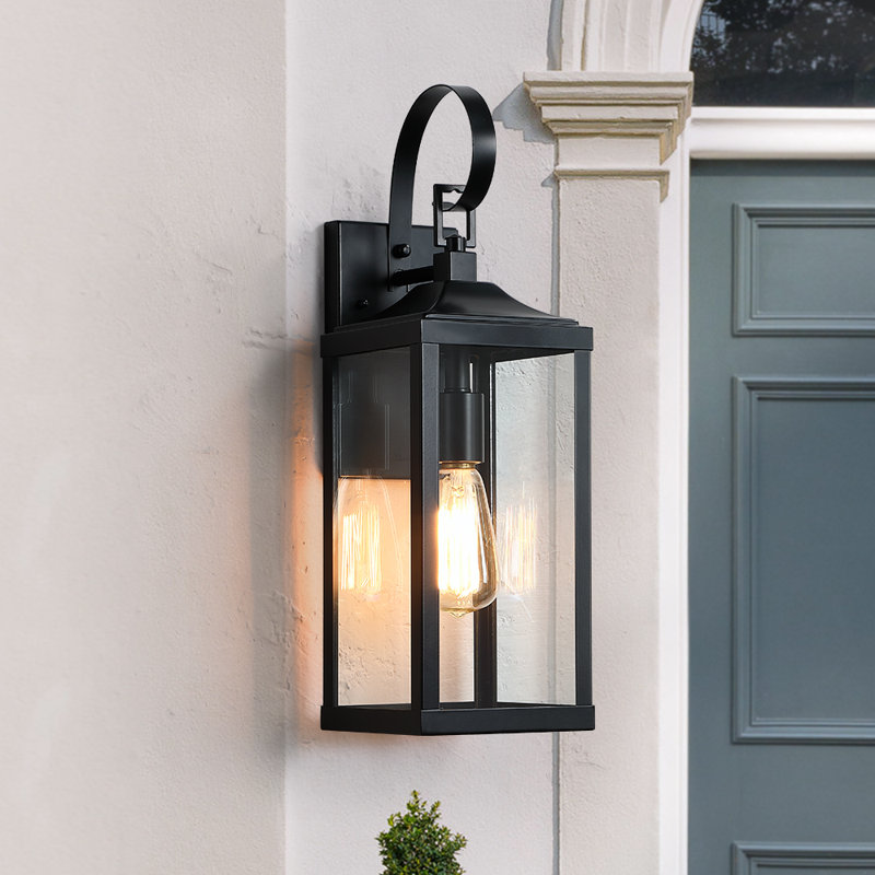 Gaudencia 19.3'' H Outdoor Wall Lantern, Matte Black