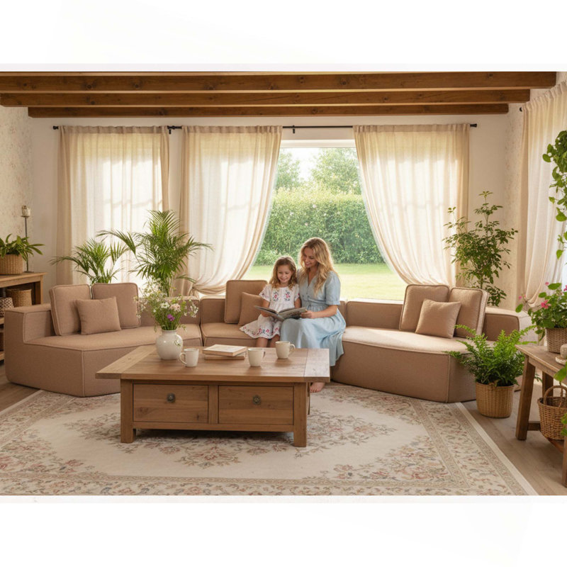 Canapé modulaire multi-sièges Boneless, Tissu brun
