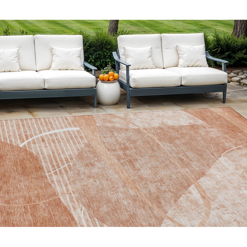 Tapis intérieur lavable abstrait en cuivre 9 pi x 12 pi