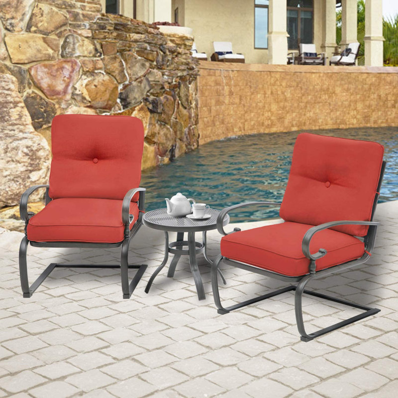 Craigmore 2 - Person Modular Patio Conversation Sets with Cushions, Red