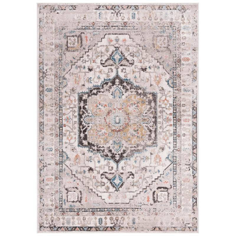 Tapis oriental en polypropylène tissé à la machine Desieree, Rectangle 4 pi x 6 pi