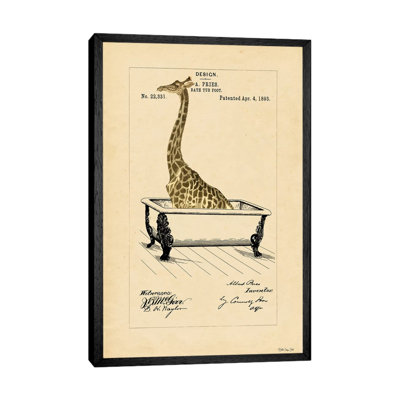 Giraffe In Tub - Print on Canvas