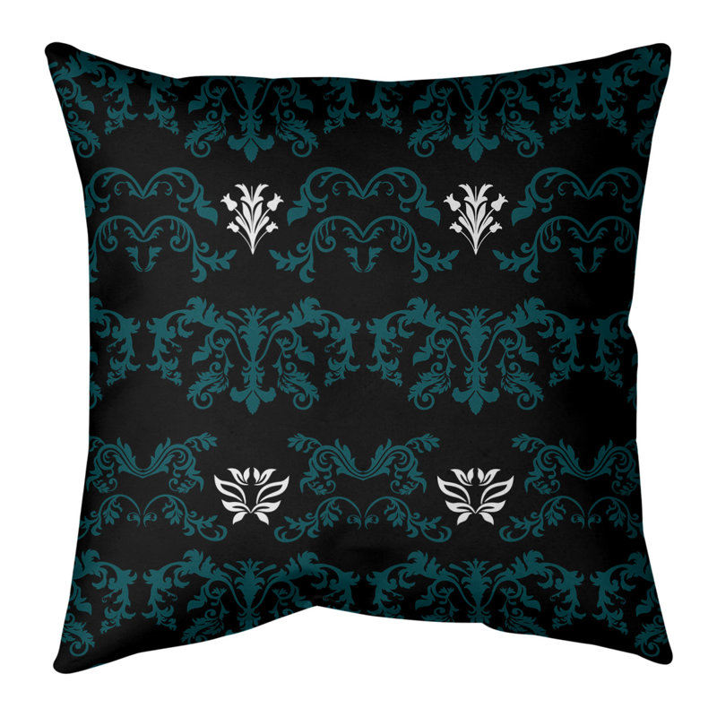 Housse de coussin Philadelphia Football Baroque, 18" x 18", Croisé en coton, Noir / bleu sarcelle / blanc